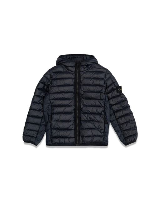 Stone Island Blue Mini Real Feather Jacket For Boys