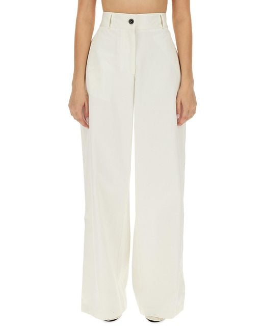 Jil Sander White High-Waisted Wide Leg Pants With Clean Lines