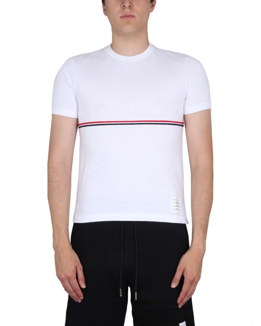 Thom Browne White Classic Rwb Detail T-Shirt for men