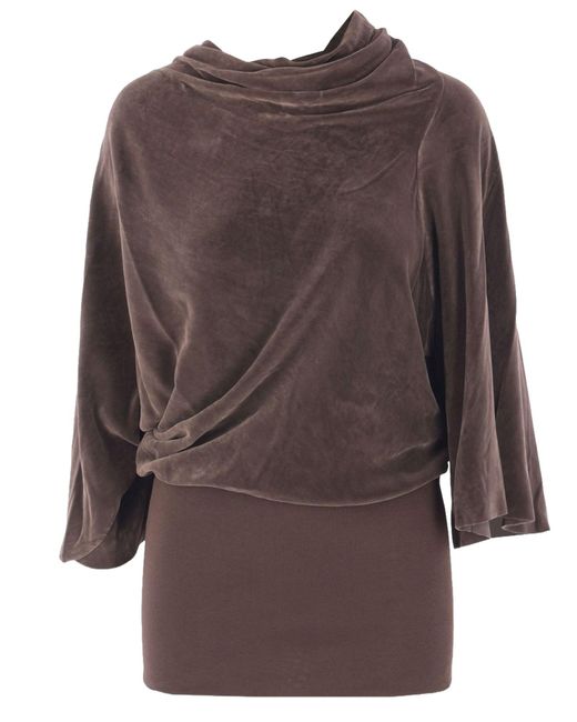 Rick Owens Brown Solid Cowl Neck Top
