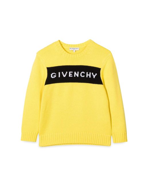 Givenchy Women's Yellow Knitted Sweater Jacquard Logo