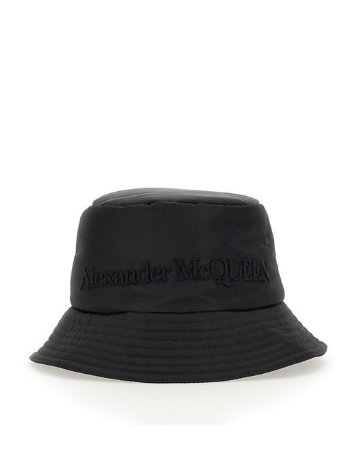 McQueen Black Bucket Hat With Embroidered Logo