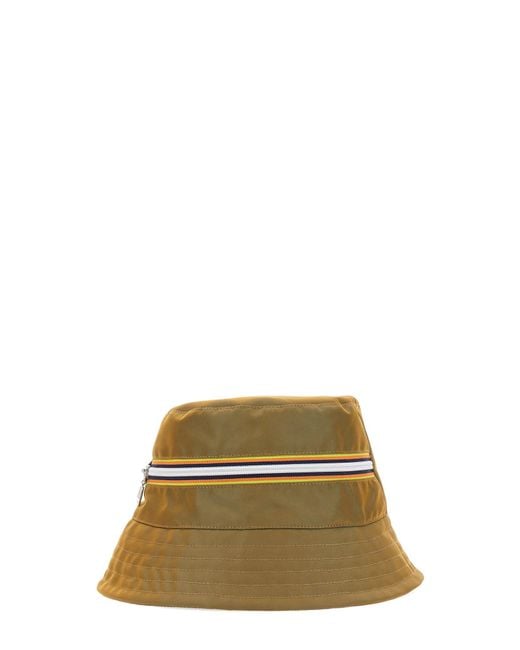 K-Way Green Bucket Hat With Zipper Logo for men