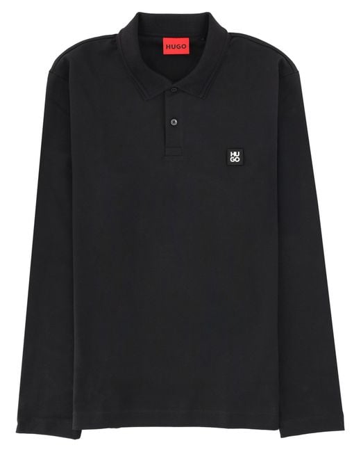 HUGO Black Logo Shirt Collar Polo for men
