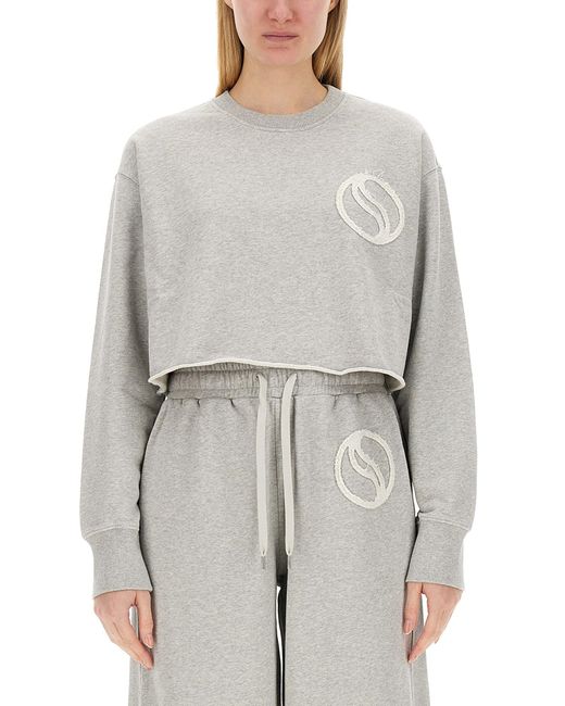Stella McCartney Gray Cropped Sweatshirt With Subtle Logo