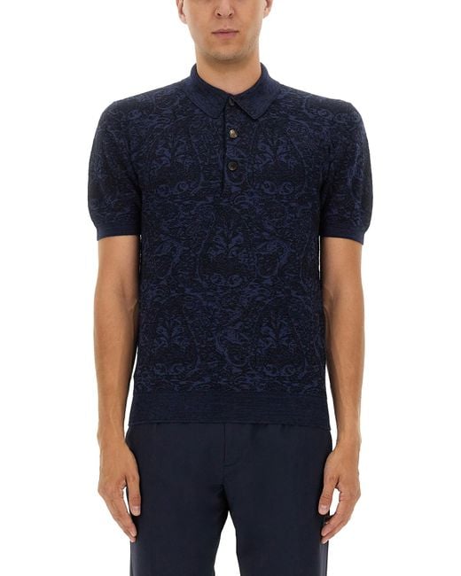 Etro Blue Shirt Collar Polo for men