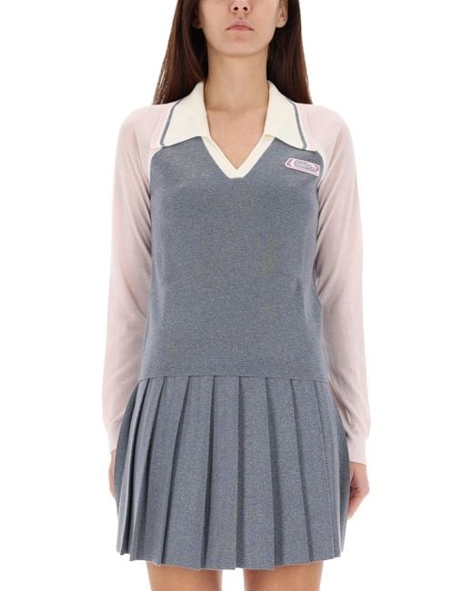 Casablanca Multicolor Merino Lurex Long-Sleeve Tennis Polo