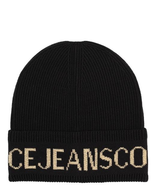 Versace Jeans Couture Black Wool And Acrylic Beanie for men