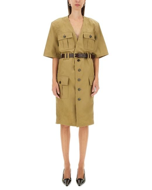 Saint Laurent Yellow Saharienne Muslin Mini Dress