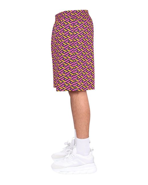 Shorts uomo seta di Versace in Red da Uomo
