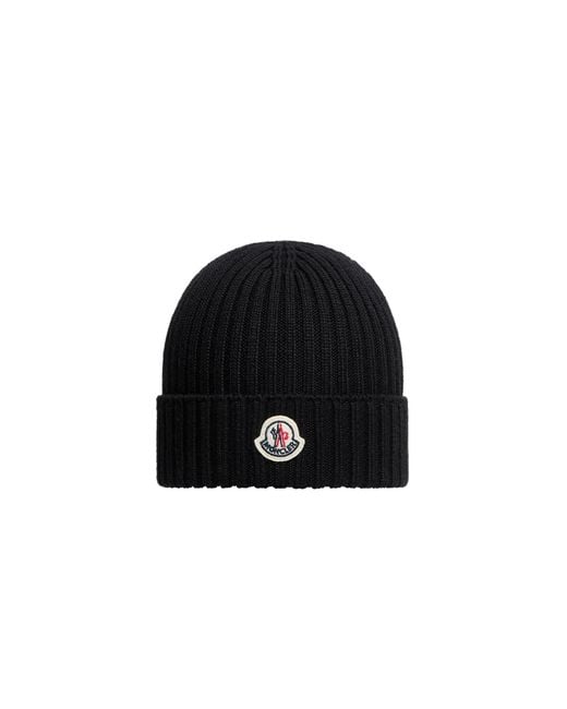 Moncler Black Beanie With Logo