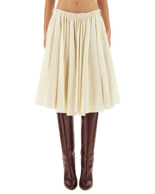 AMI Natural "Corolla" Midi Skirt