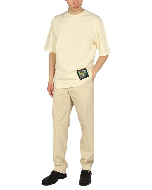 T-SHIRT IN JERSEY DI COTONE CON PATCH LOGO di Ambush in Natural da Uomo