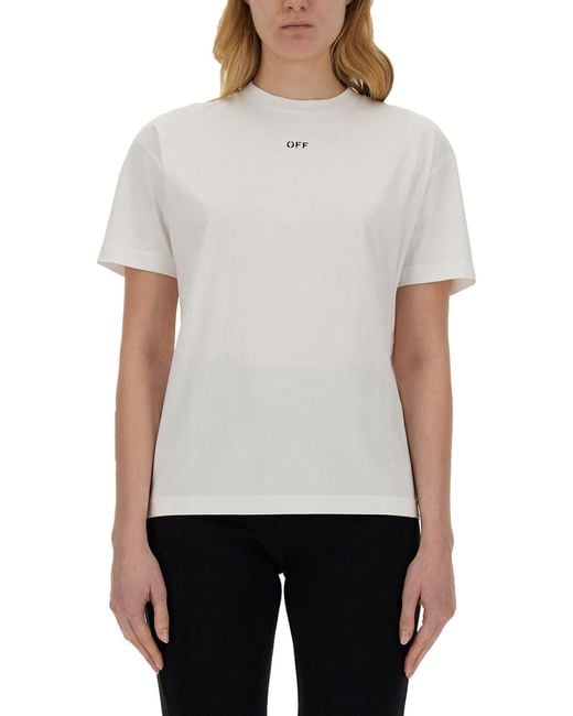 Off-White c/o Virgil Abloh White T-Shirt With Geometric Logo Design
