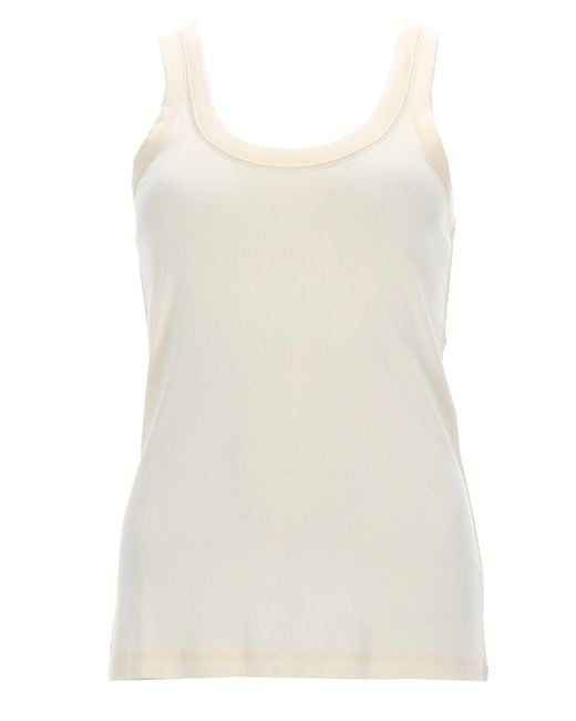 Lemaire White Solid Round Neck Top
