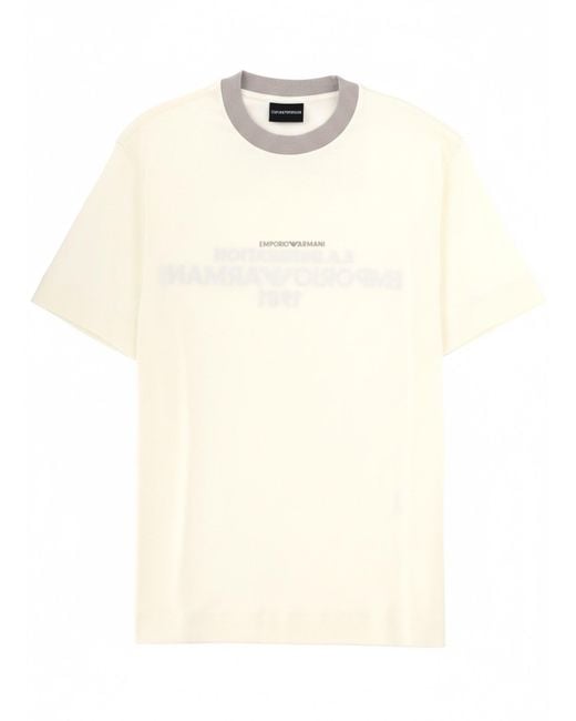 Emporio Armani Natural T-Shirt With Logo And Embroidery for men