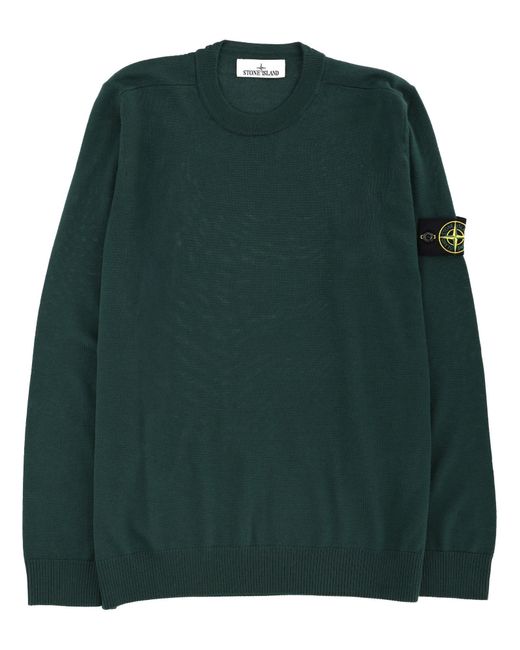 Stone Island Green Jersey With Logo Patch for men