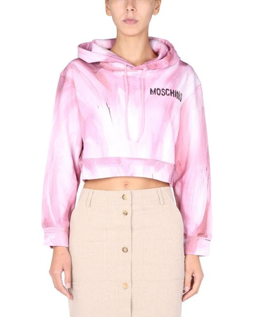 Moschino Pink Art Theme" Cropped Sweatshirt