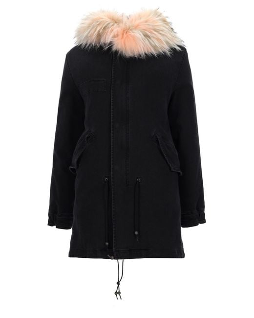 MR & MRS Black Giacca Parka Con Pelliccia