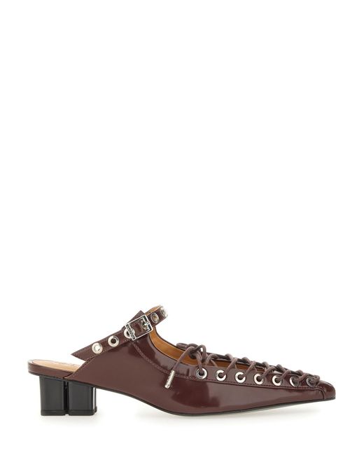 Ganni Brown Mule Lace-Up