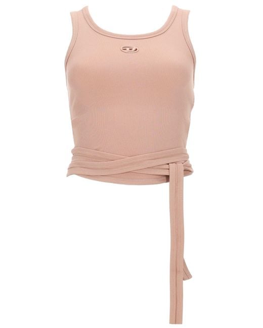 DIESEL Pink Crop Top "T-Anky-Tail" Con Lacci