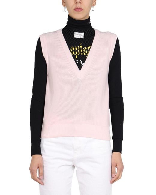 Raf Simons Pink Cotton Knit Vest