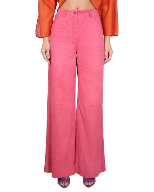Alberta Ferretti Pink High-Waisted Wide Leg Pants