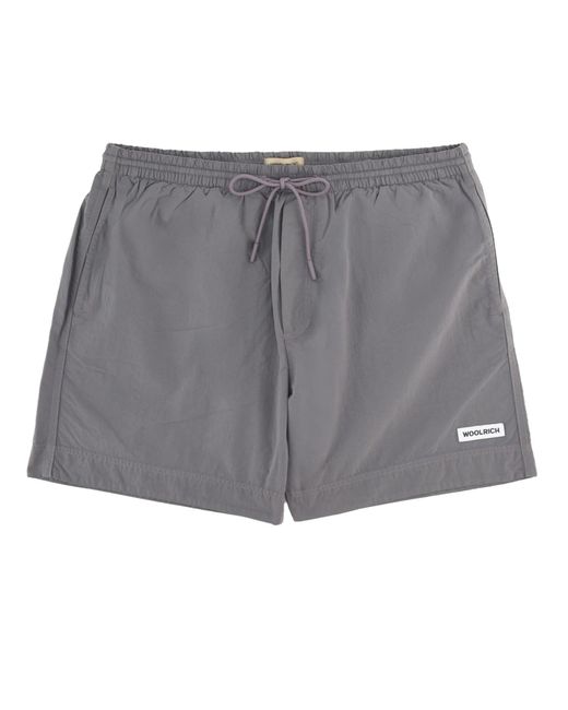 Woolrich Gray Logo Swim Shorts for men