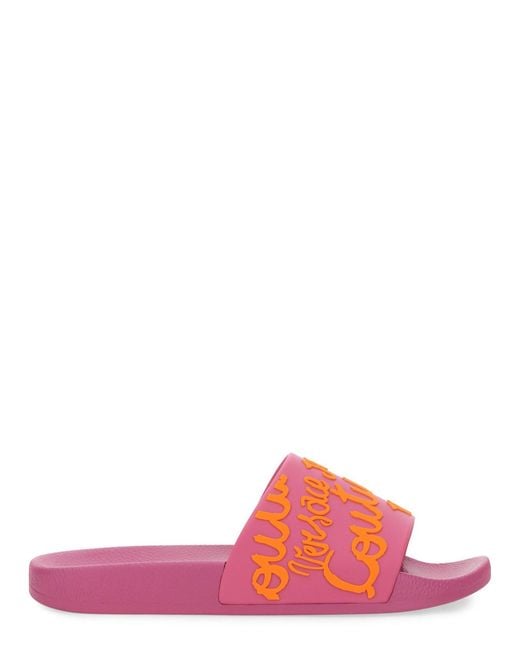 Versace Jeans Couture Pink Slide Sandal With Logo