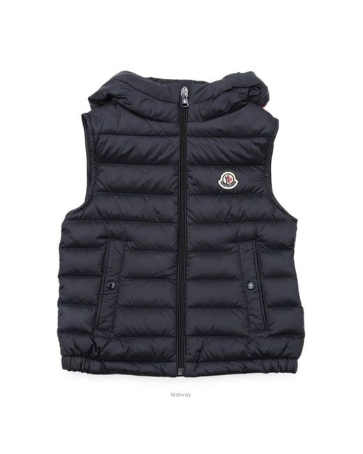 Moncler Blue Vests With Logo