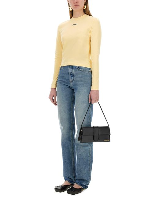 "La Maglietta" A Maniche Lunghe Gros Grain di Jacquemus in Blue