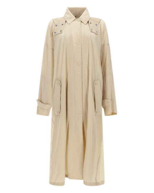 Sportmax Natural Long Raincoat With Hood