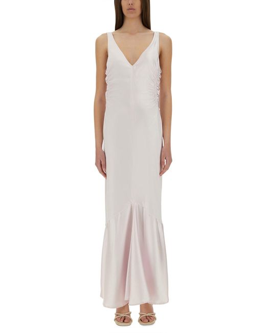 Sportmax Pink V Neck Maxi Dress