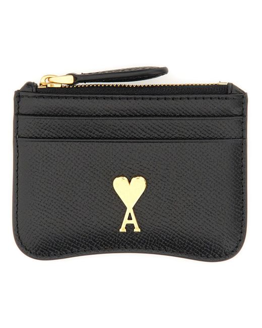 Portacarte Con Zip "Ami De Coeur" di AMI in Black da Uomo