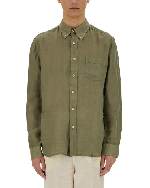 120 Lino Button Down Shirt in Green for Men Lyst UK — free download