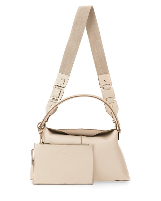 Tod's Small Leather T Case Shoulder Bag in Natural | Lyst Australia