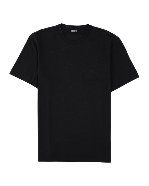 Zegna Black Cotton Crewneck T-Shirt for men