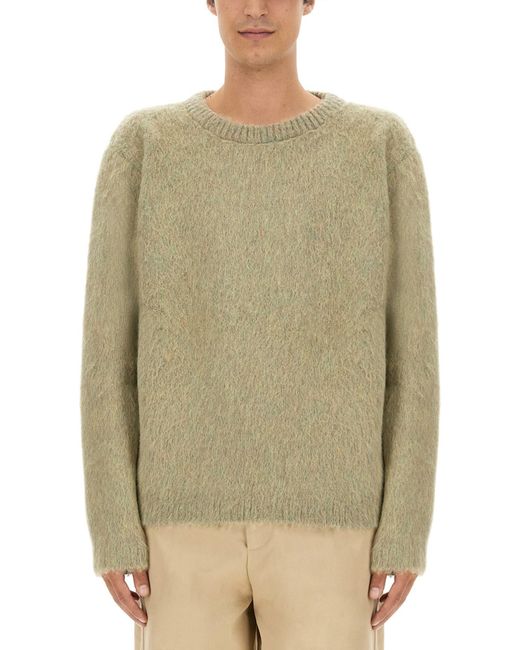 Lemaire Green Brushed Wool Sweater for men
