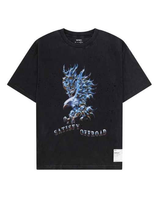 Satisfy Black T-Shirt Con Stampa for men