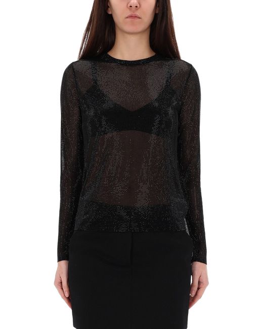 MICHAEL Michael Kors Black Embellished Mesh Top