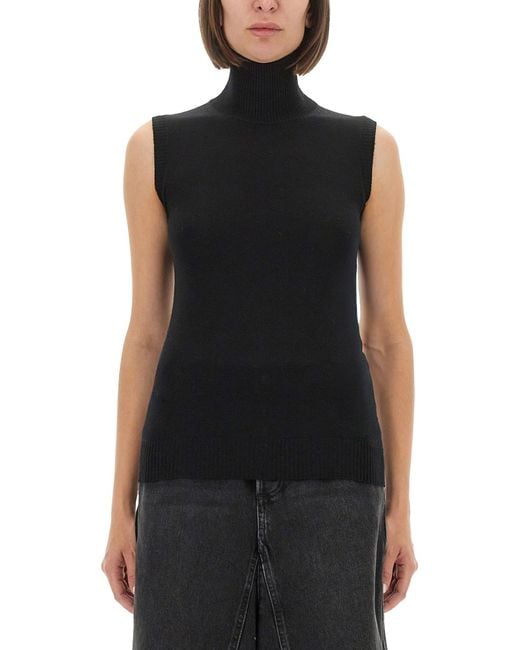 Sportmax Black Solid Turtle Neck Top