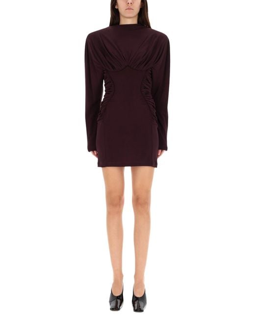 Stella McCartney Purple Pleated Mini Dress
