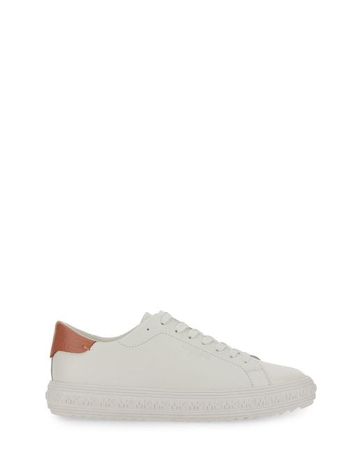 MICHAEL Michael Kors White Cow Leather Sneakers With Textured Sole