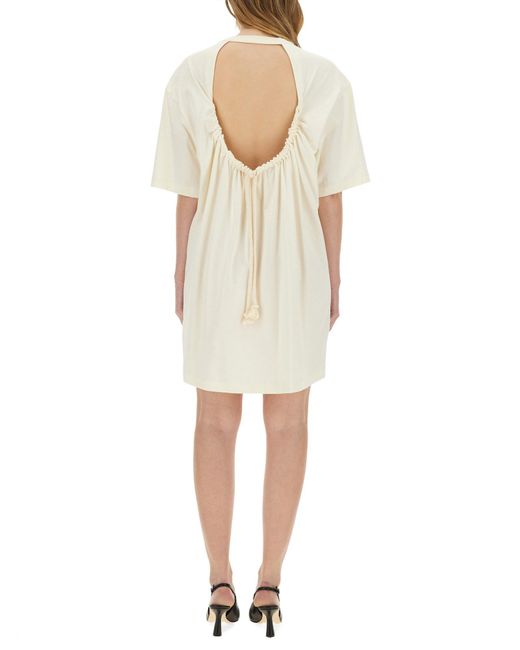 Abito Corto Con Logo di MSGM in Natural
