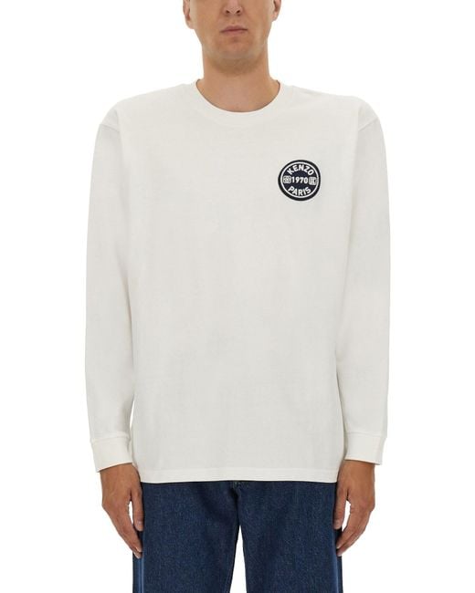 KENZO White Logo Crew Neck T-Shirt for men