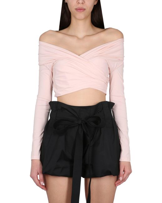 Philosophy Di Lorenzo Serafini Black Off-The-Shoulder Crop Shirt