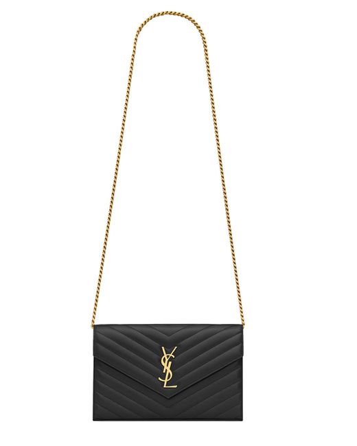 Saint Laurent White "Cassandre" Clutch Bag With Chain