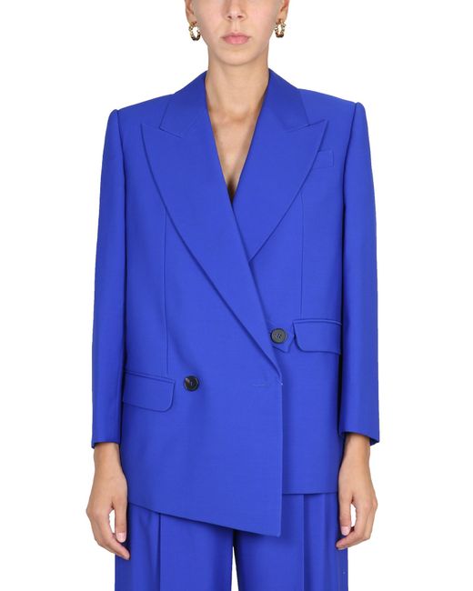 McQueen Blue Structured Double-Breasted Jacket
