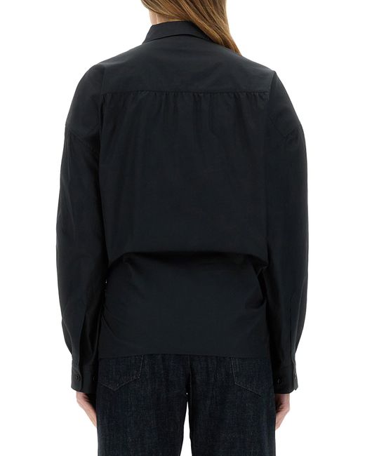 Camicia "Straight Collar Twisted" di Lemaire in Black