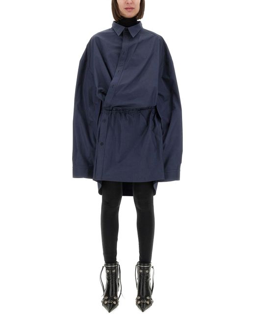 Balenciaga Blue Mini Shirt Style Dress